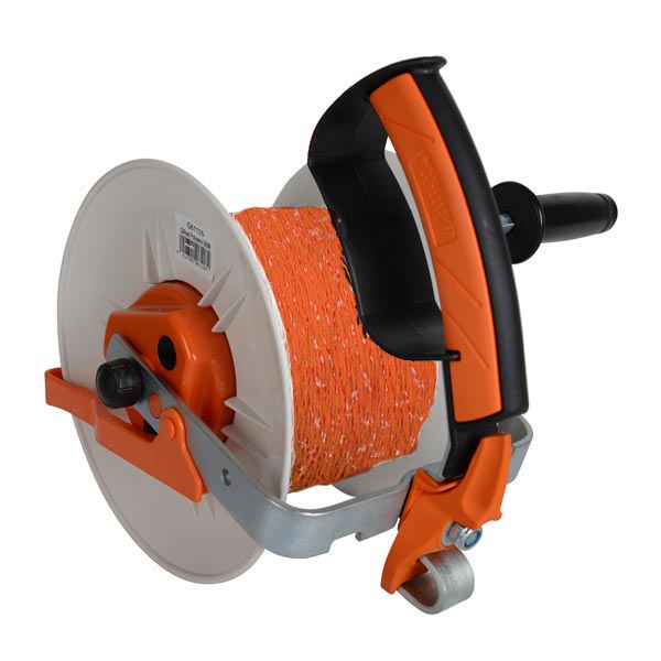 Geared Reel with wire guide (Prewound-Orange) - Electric Fence Canada