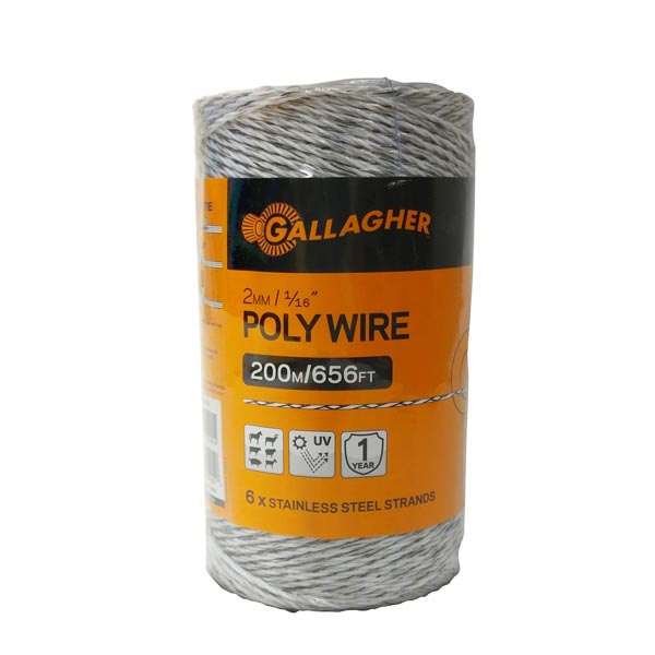 2mm Poly Wire White 200M Roll - Electric Fence Canada